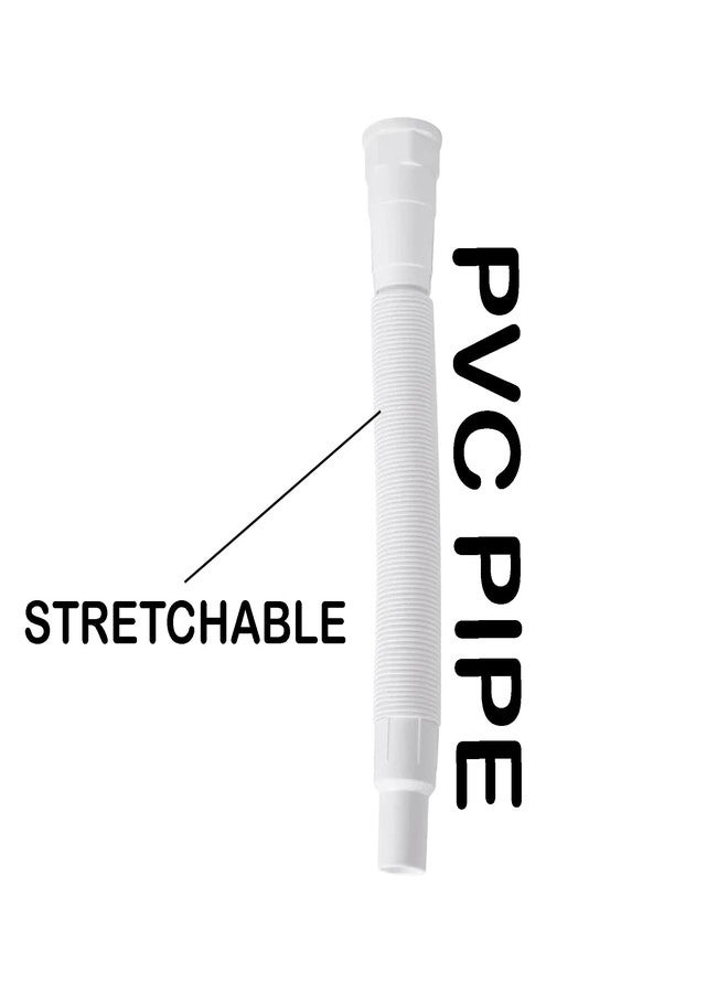 LuvBath Fitting White PVC Waste Pipe with Heavy Socket | Flexible Collapsible Drain Hose for Bathroom Basin and Kitchen Sink | 36 Inch Outlet Pipe Set of 2 - Image 5